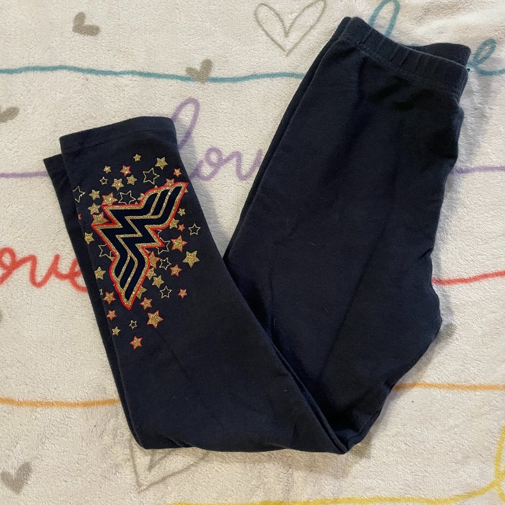 DC Blue Wonder Woman Legging Stretch Pants Girls sz Large 10 / 12